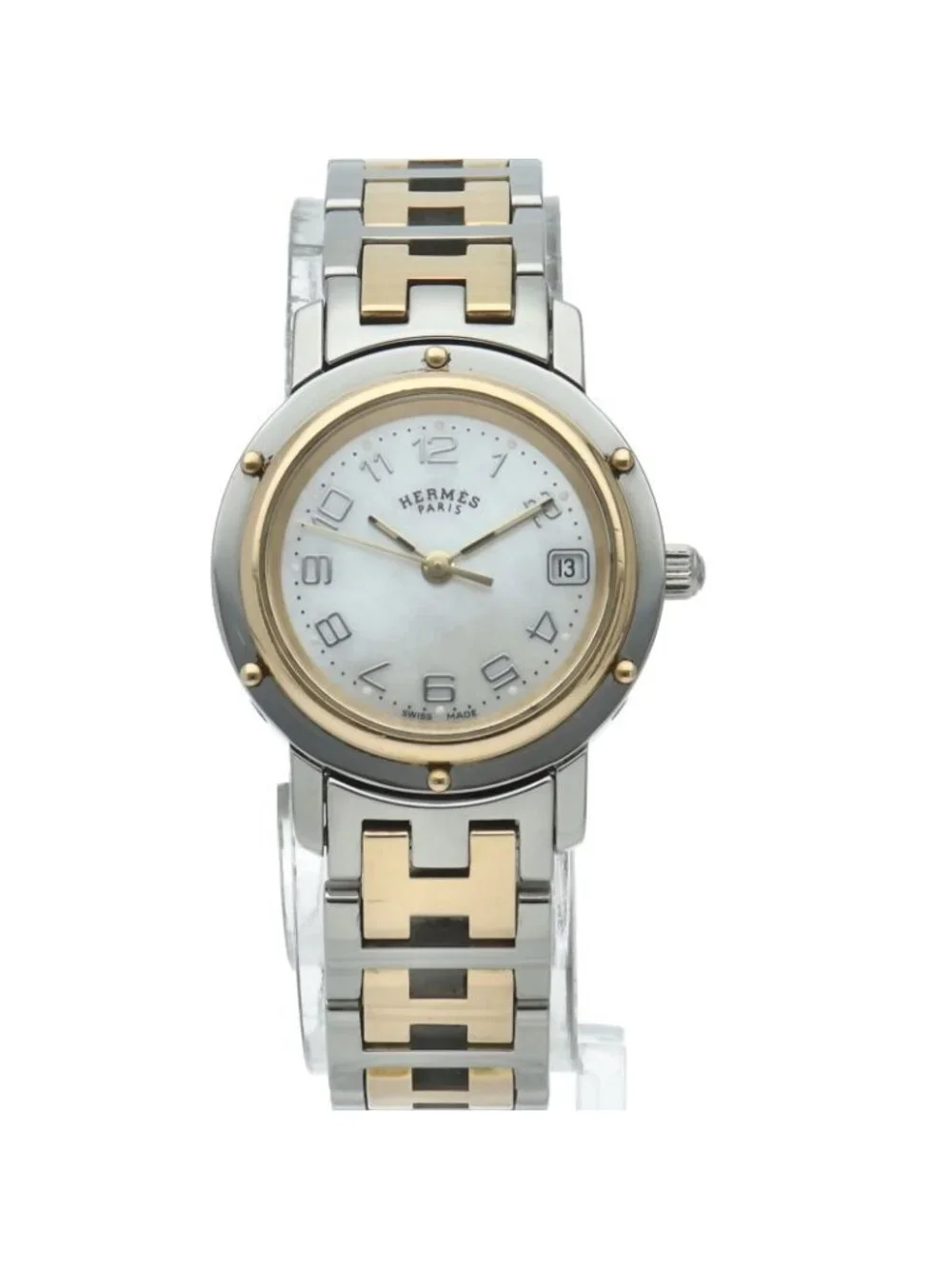 Hermes Cles Watch Shell SS White Polished